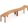 Set of 2 - Outdoor Backless Wooden Garden Bench with Modern Arch Design