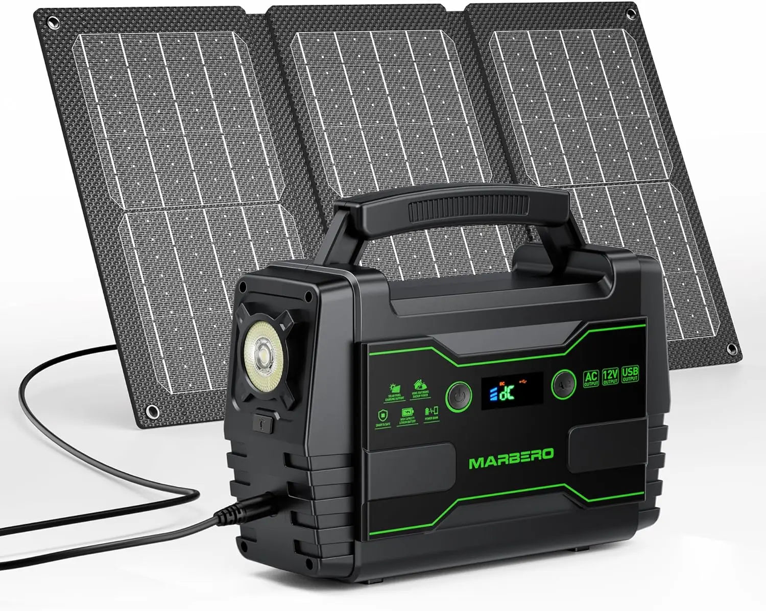 155Wh Portable Solar Generator 30W Panel 2 AC QC3.0 USB Camping RV Home Backup