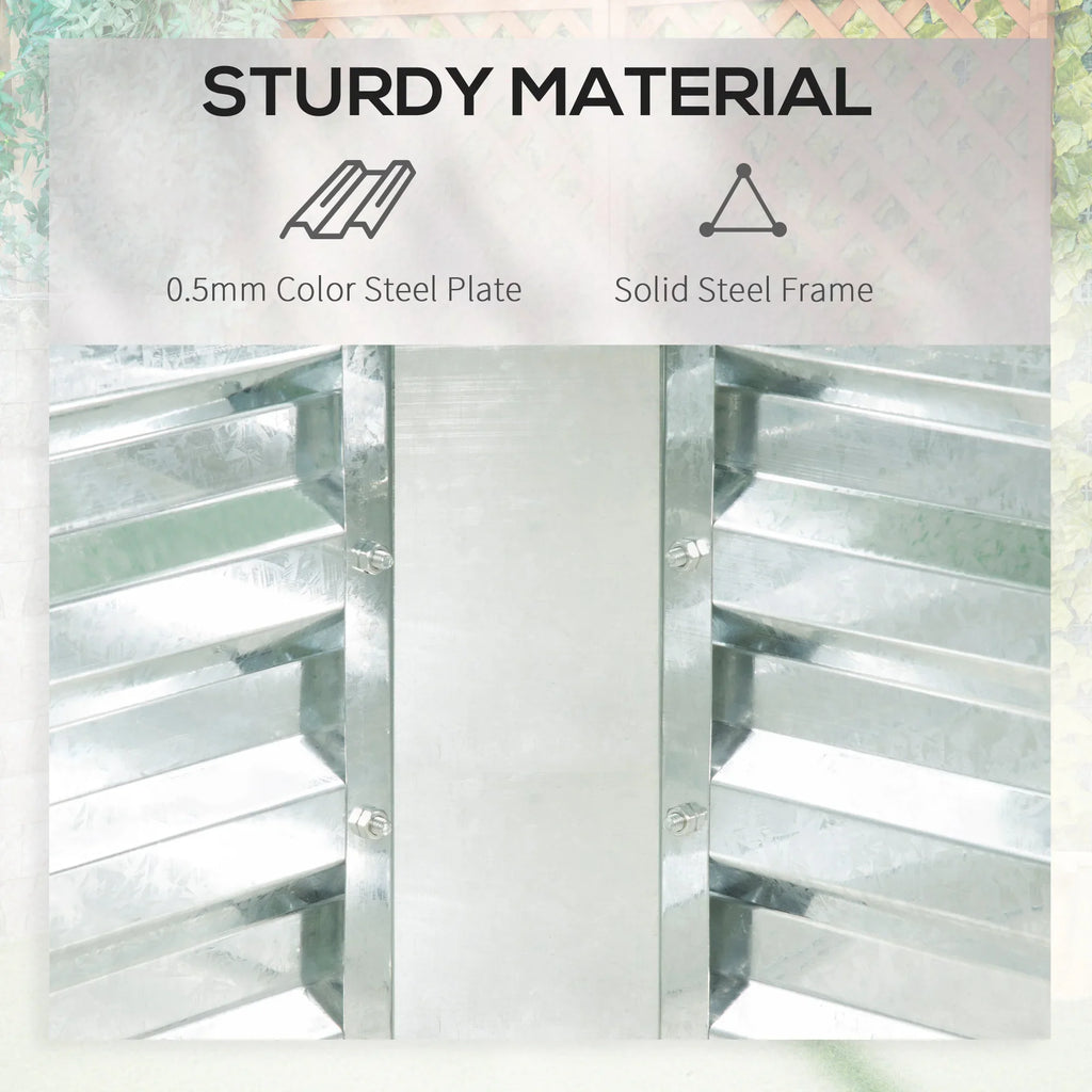 Steel Raised Garden Bed Planter Box Kit with Greenhouse, for Dual Use, Green