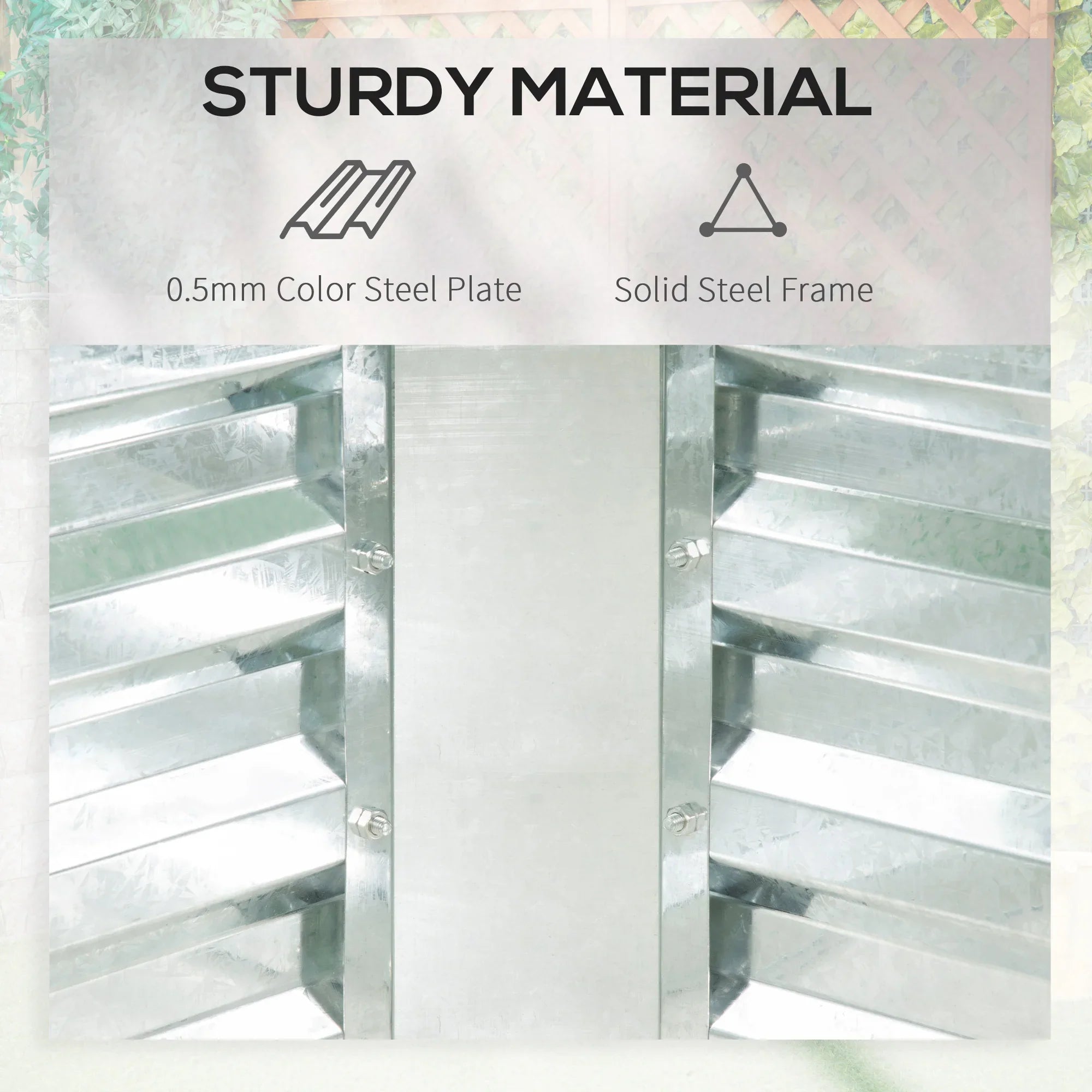 Steel Raised Garden Bed Planter Box Kit with Greenhouse, for Dual Use, Green