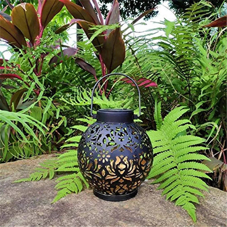 Outdoor Solar Garden Hanging Iron Art LED Light Waterproof Landscape Projection