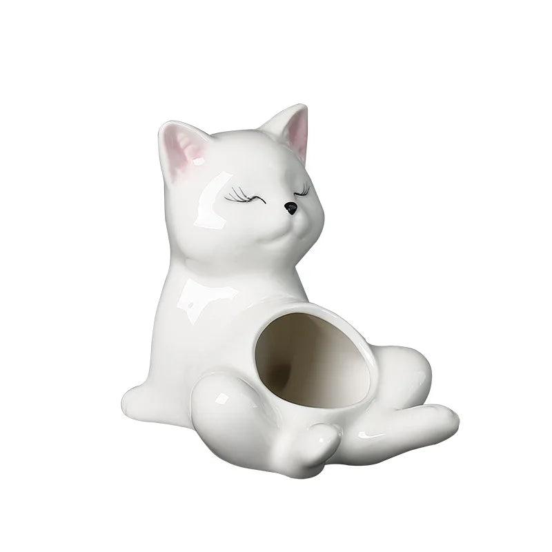 DecorBites™ Cartoon Kitten Ceramic Flowerpot Succulent Cat Plant Pot Garden Decor