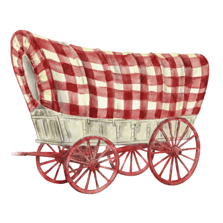 Crimson & Cream Wagon Garden Stake