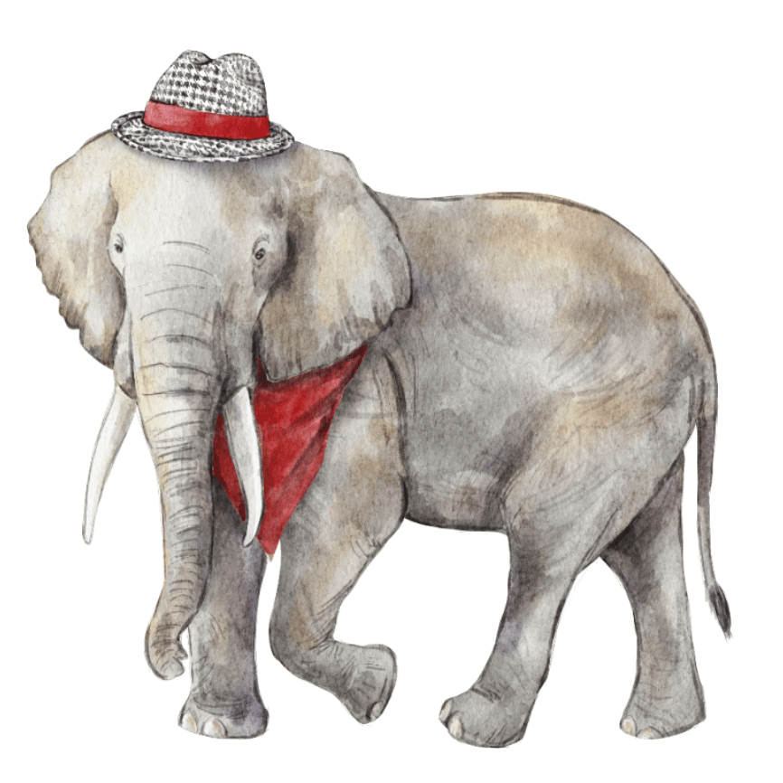 Crimson & White Elephant Garden Stake