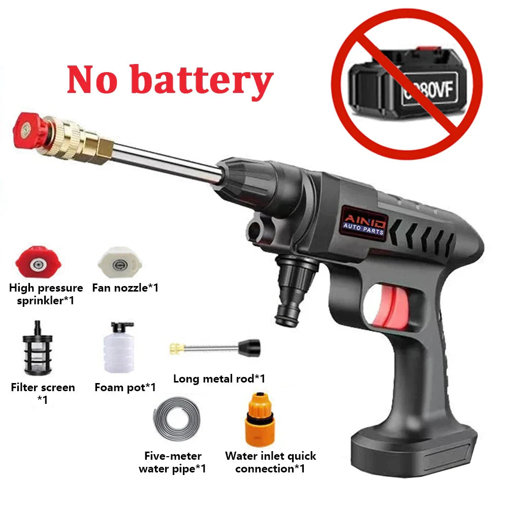 60BAR Wireless High Pressure Car Wash Water Gun Car Washer Self Priming Sustain 300W For Auto Home Garden Cleaning Car Washing