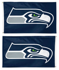 Seattle Seahawks 2 Sided Flag 12x18 Blue
