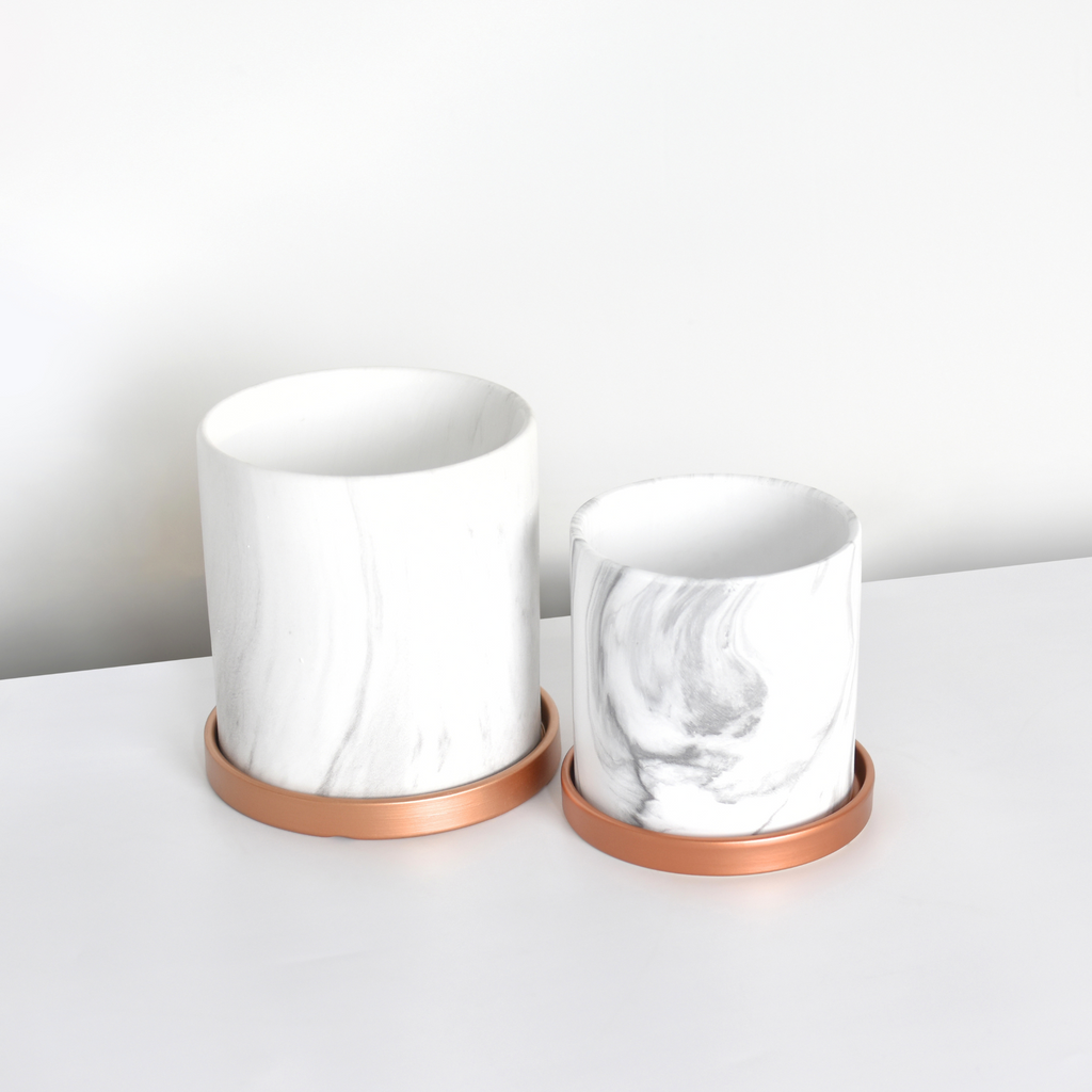 Selene & Athena Ceramic Marble Planter Bundle  - Empty
