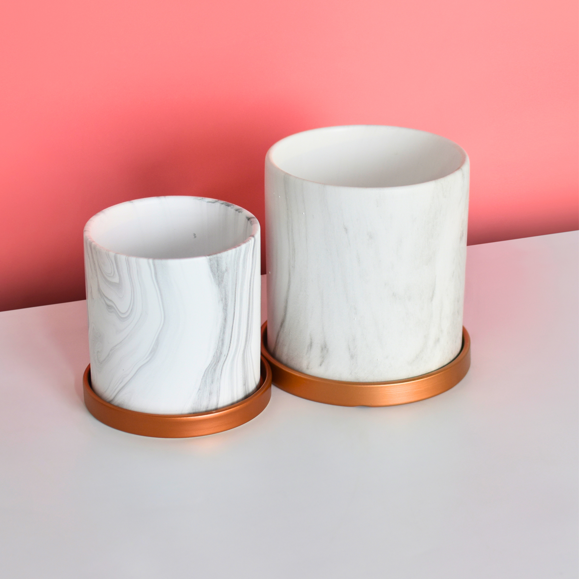 Selene & Athena Ceramic Marble Planter Bundle  - Empty