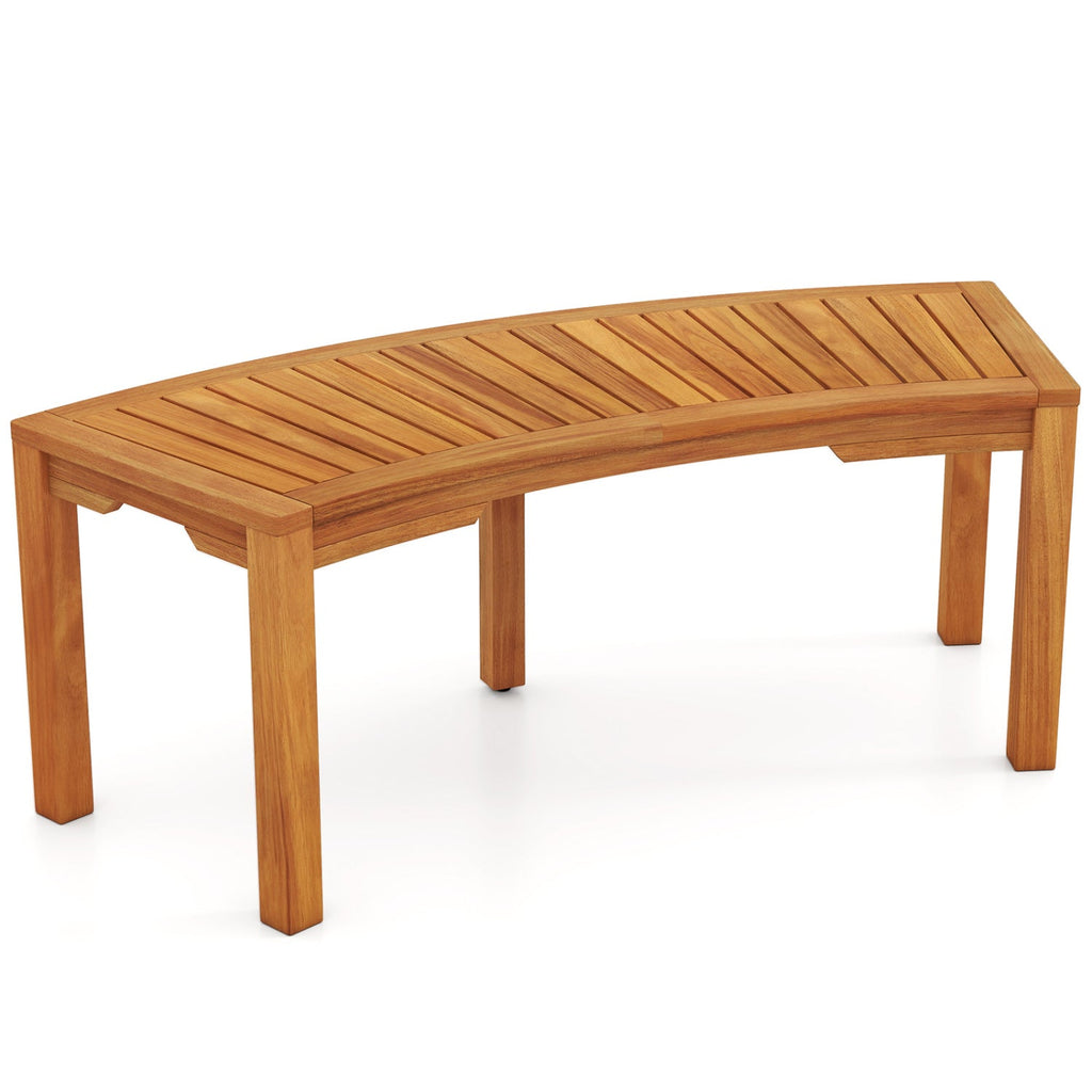 Curved Acacia Wood Garden Bench for 2 Person