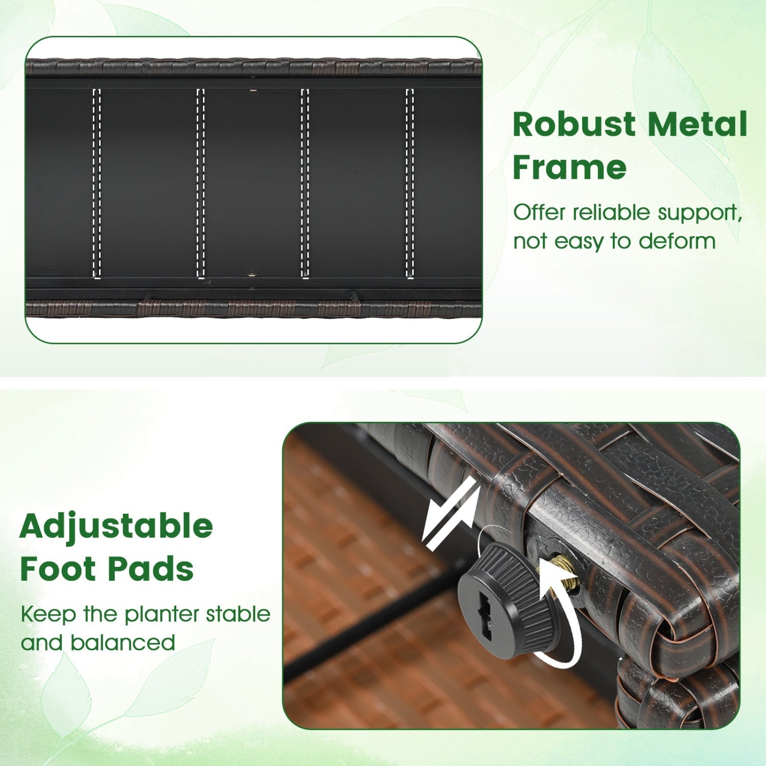 Set of 2 58 Inch Raised Garden Bed with Trellis and Wicker Planter Box
