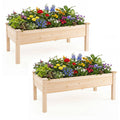 Set of 2 Wooden Raised Garden Bed with Legs Natural Fir Wood Elevated Planter Box