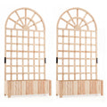 Set of 2 Wooden Raised Garden Bed with Trellis 71" Outdoor Planter Box Privacy Screen