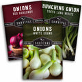 Short Day Onion Seed Collection – Red Burgundy, White Grano & Tokyo Long White Bunching for Southern Gardeners