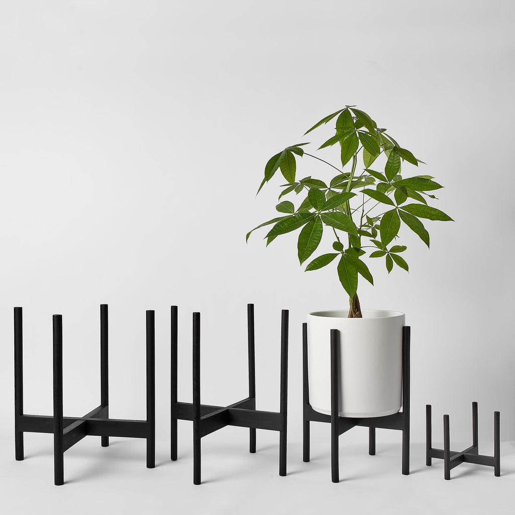 Rounded Hardwood Planter Stand
