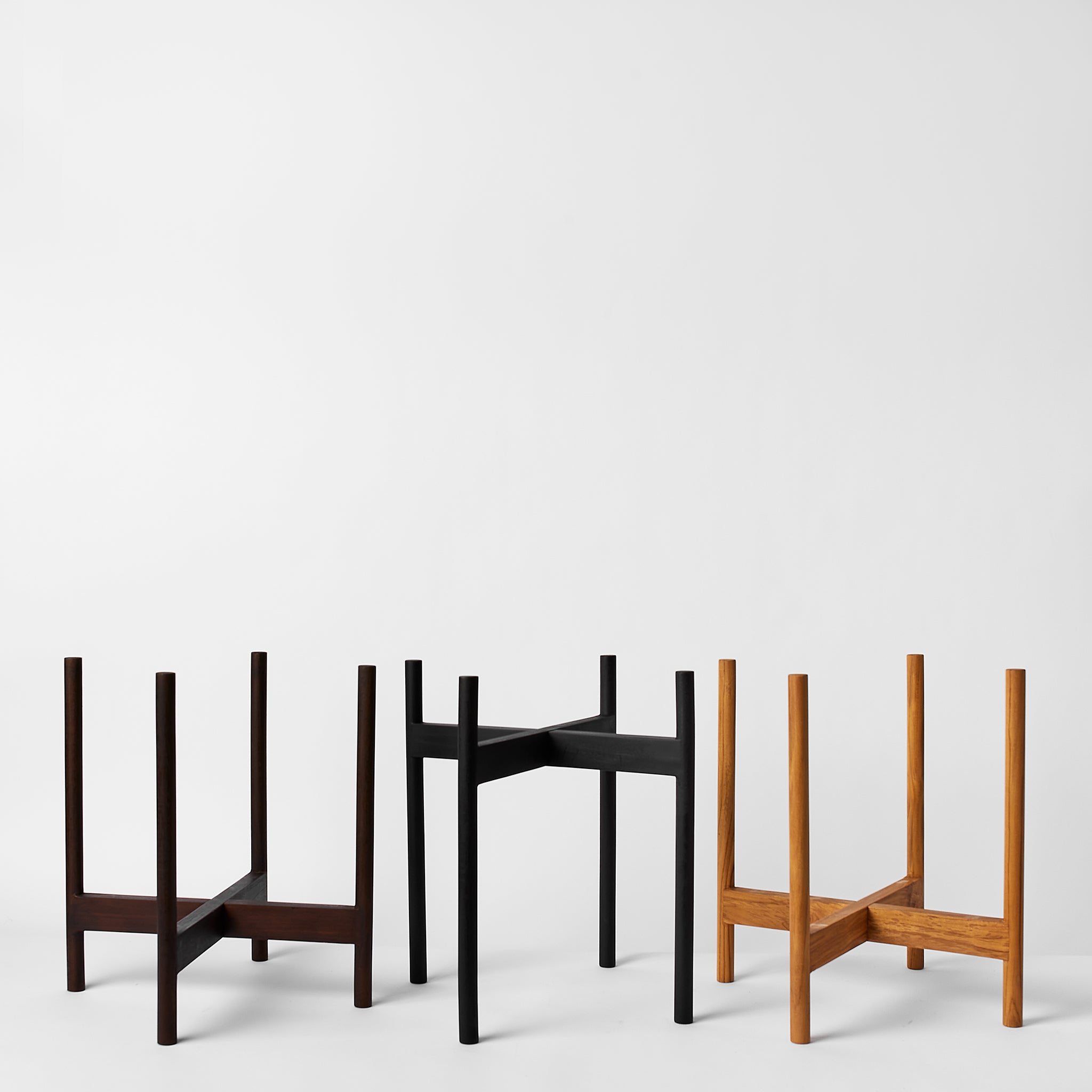 Rounded Hardwood Planter Stand