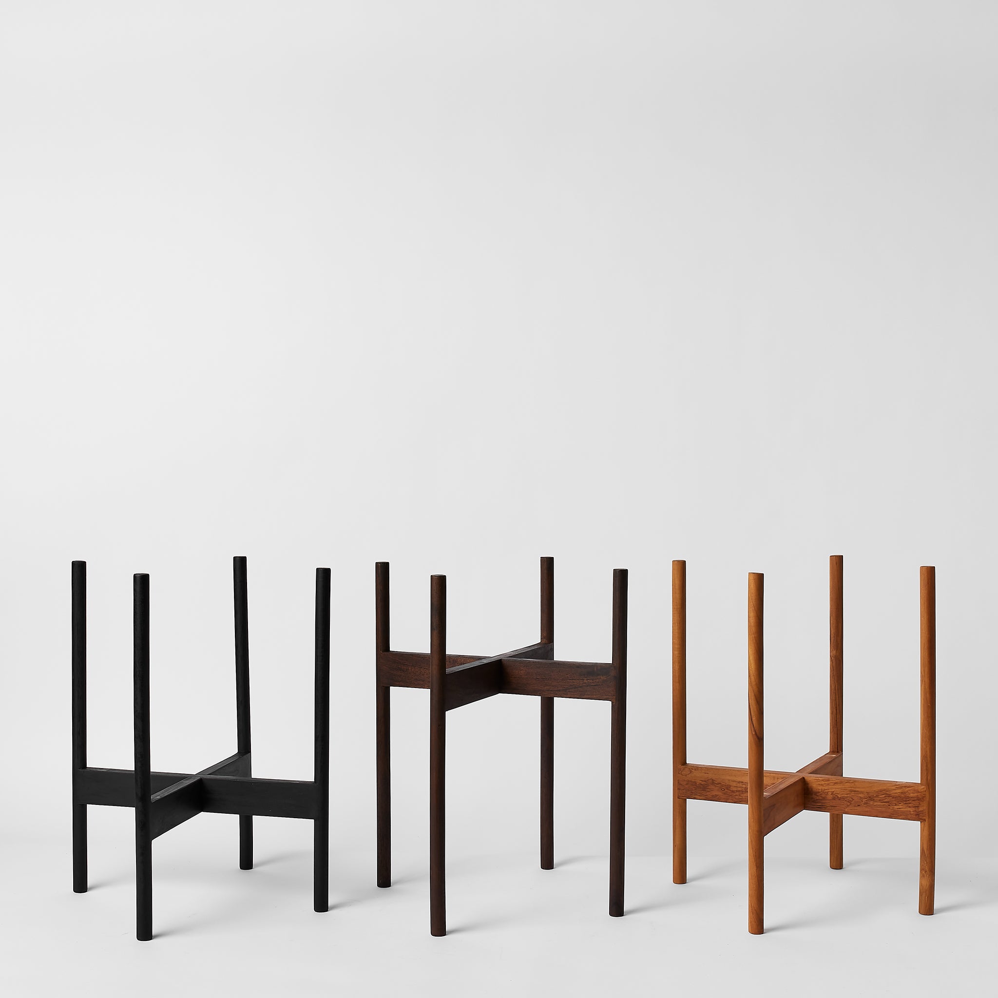Rounded Hardwood Planter Stand