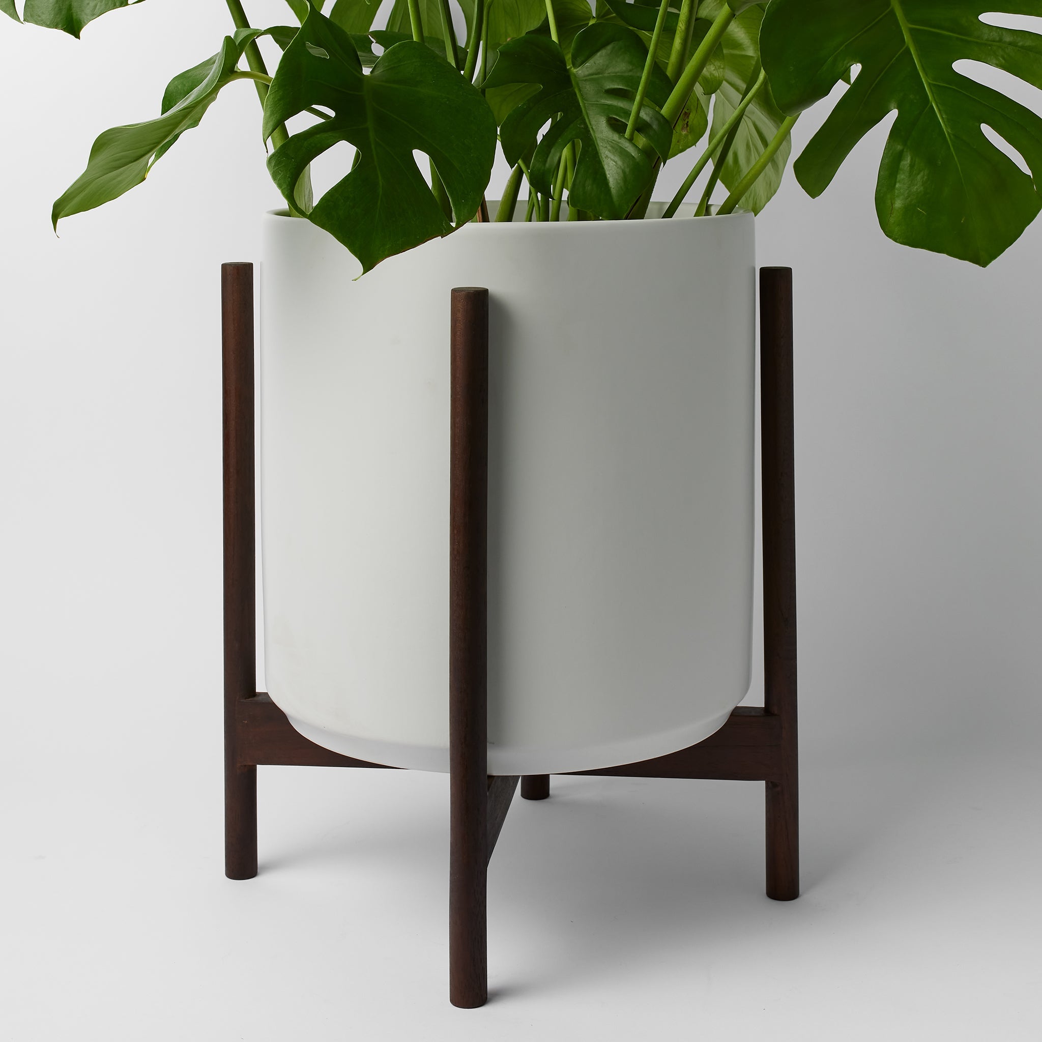 Rounded Hardwood Planter Stand