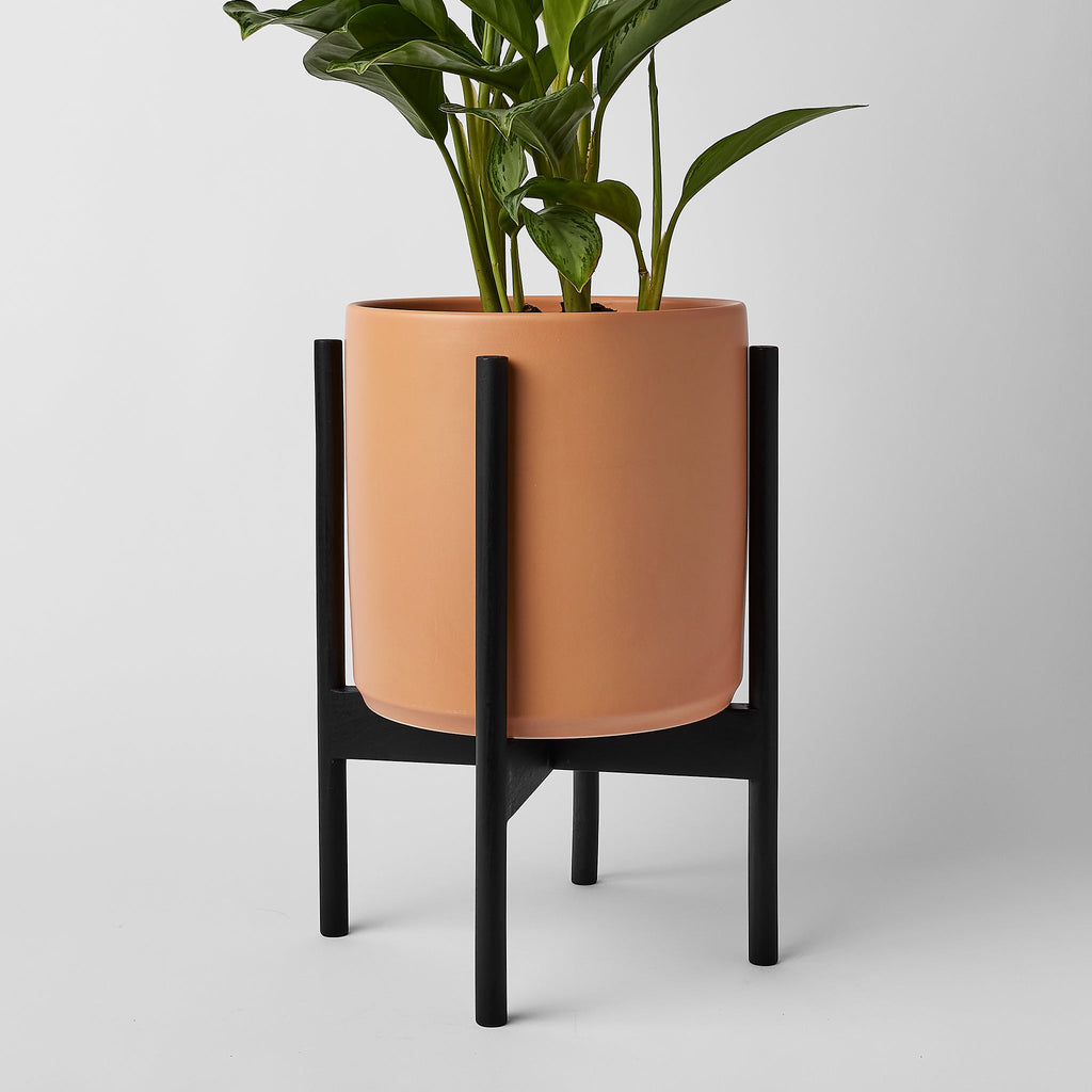 Rounded Hardwood Planter Stand