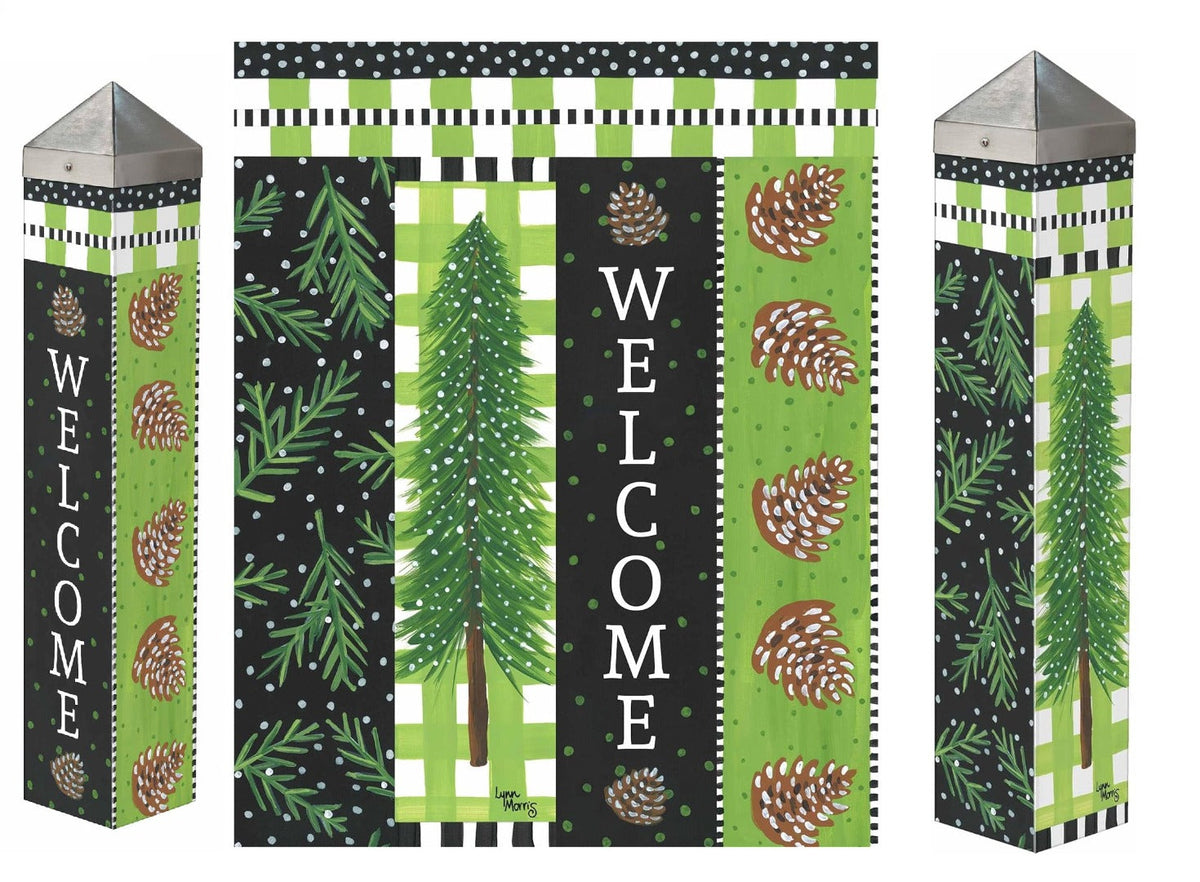 Snowy Pines 20 Inch Art Pole