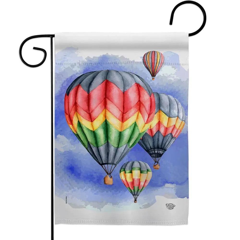 Summer Hot Air Balloon Garden Flag 2 Sided Decorative