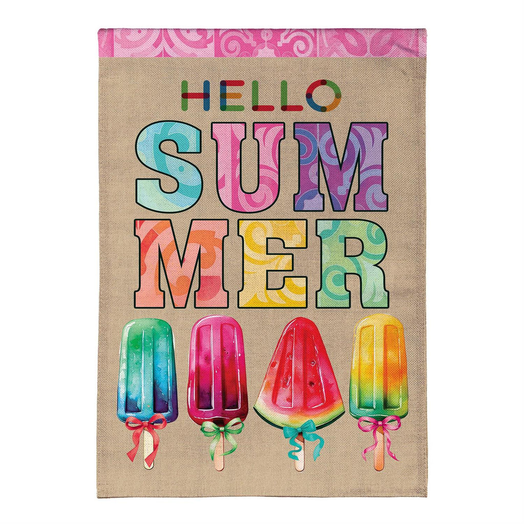 Summer Popsicle 2 Sided Garden Flag Burlap