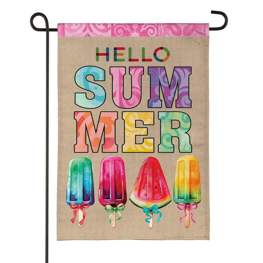 Summer Popsicle 2 Sided Garden Flag Burlap