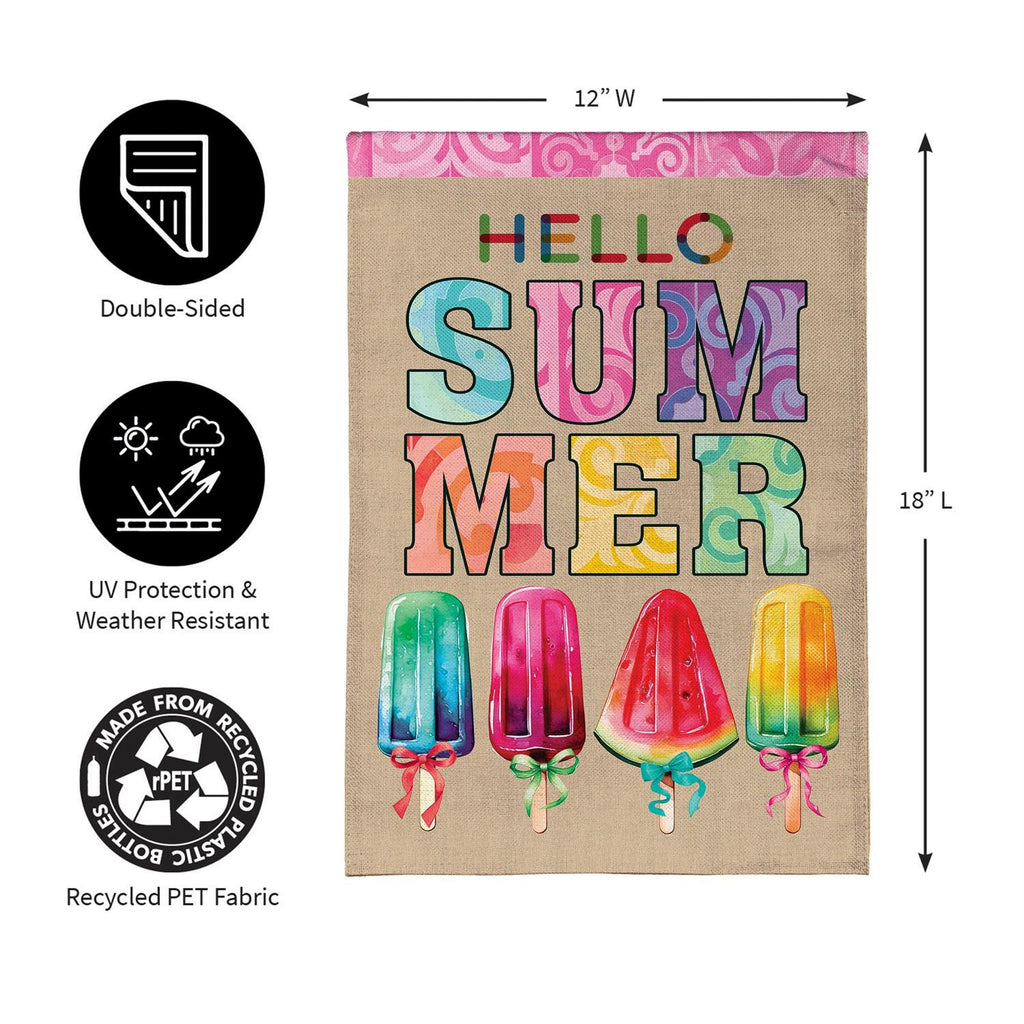 Summer Popsicle 2 Sided Garden Flag Burlap
