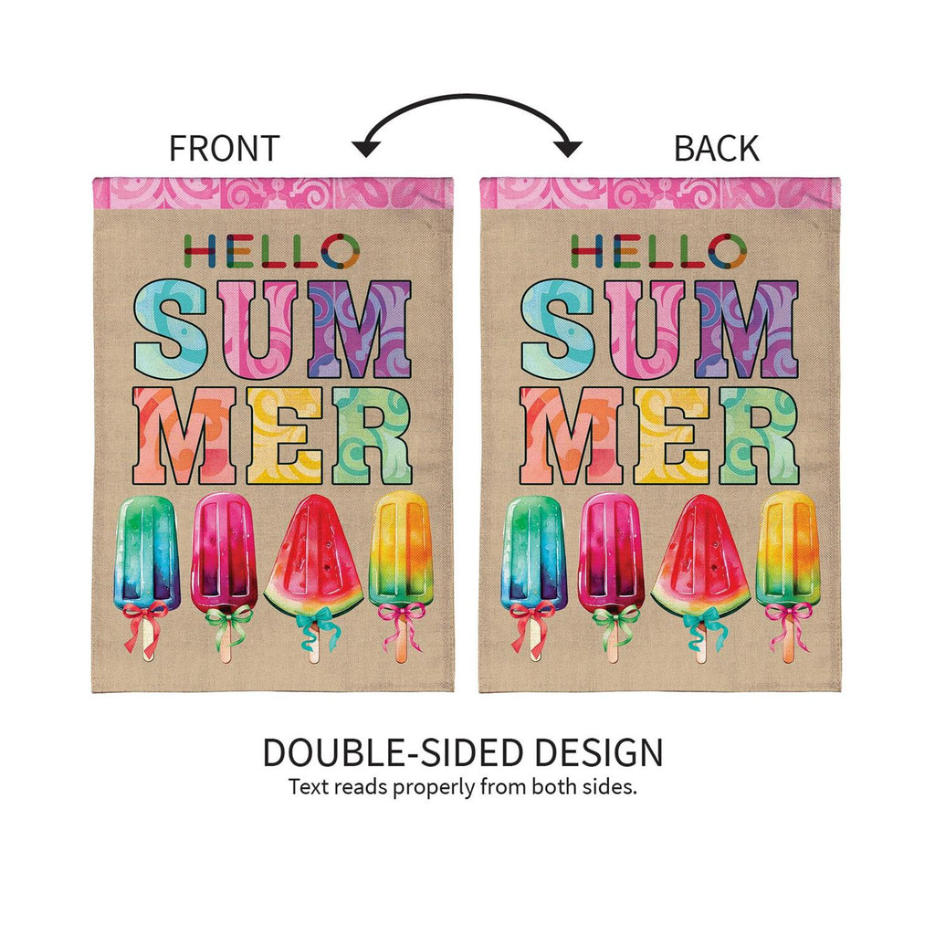 Summer Popsicle 2 Sided Garden Flag Burlap