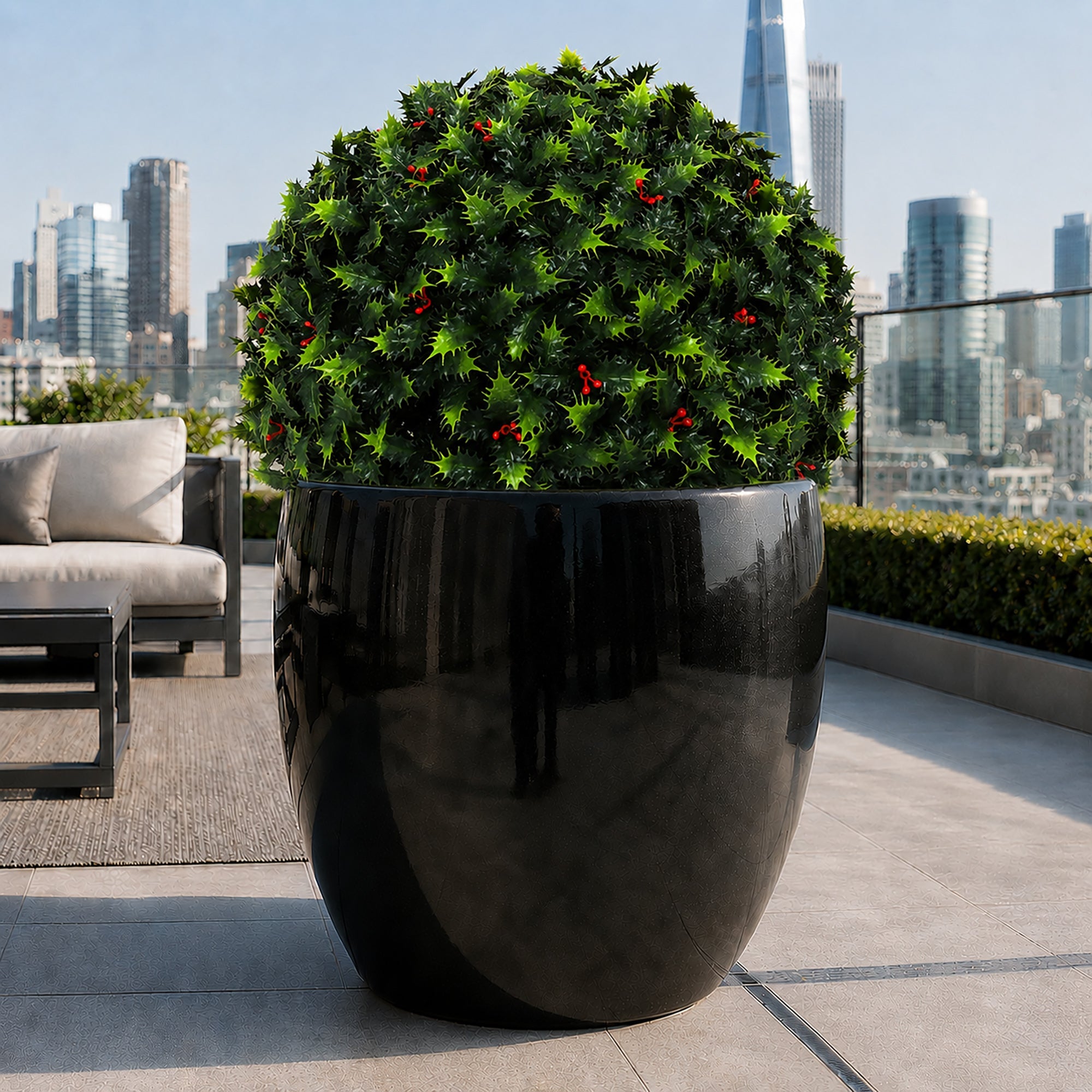 15" Large Holly Topiary Ball