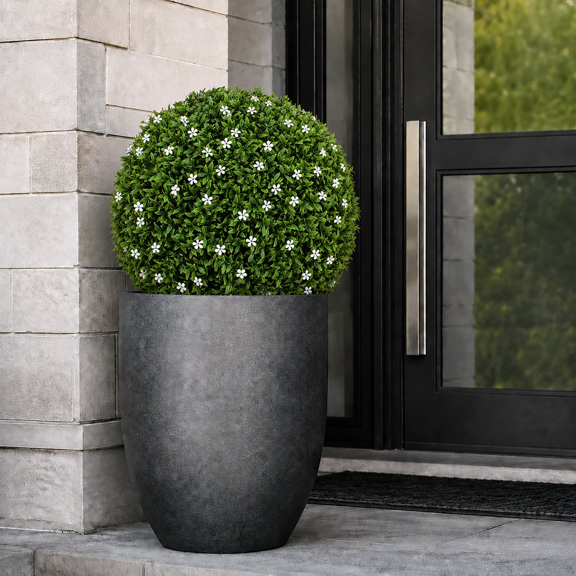 15" Large White Flower Topiary Ball