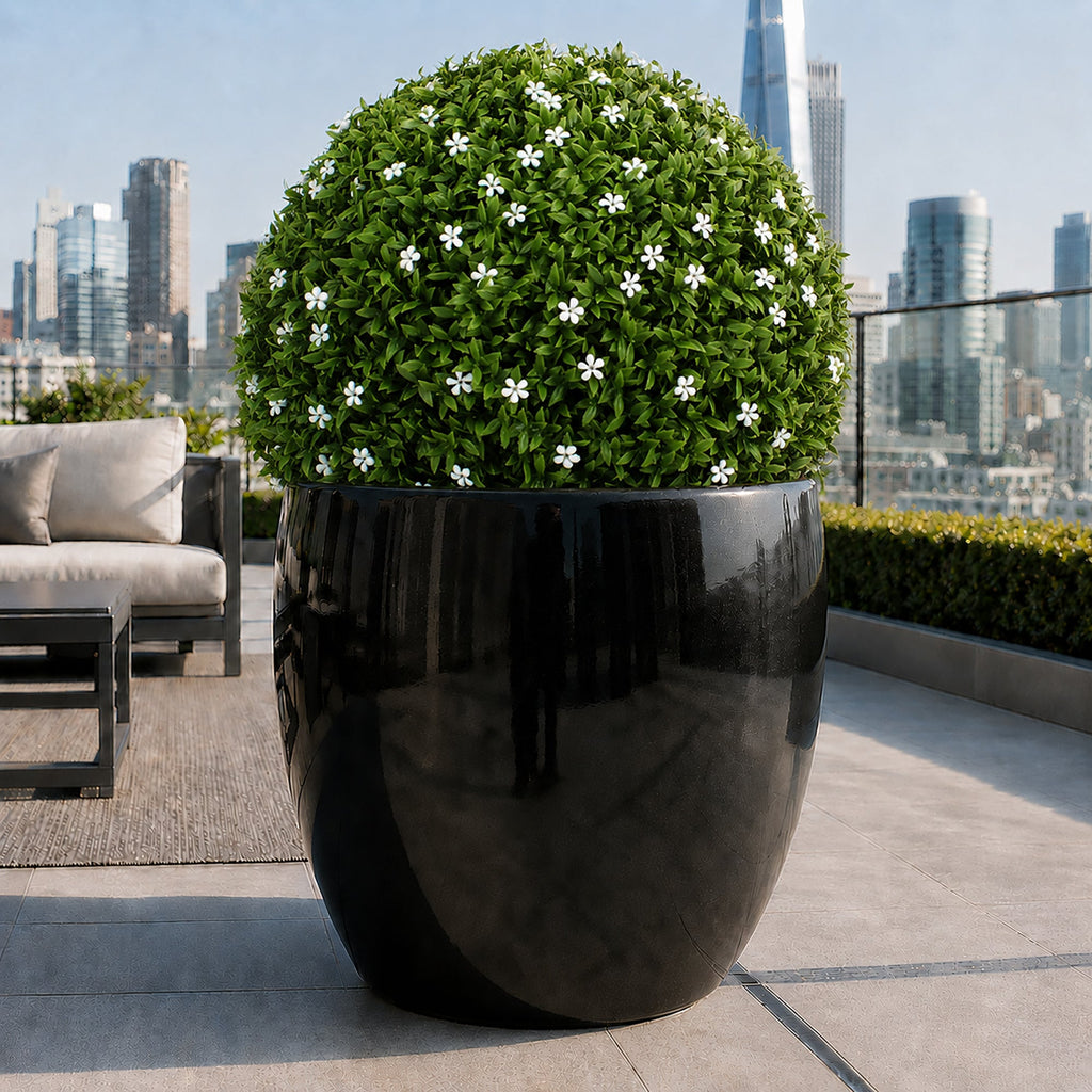 15" Large White Flower Topiary Ball