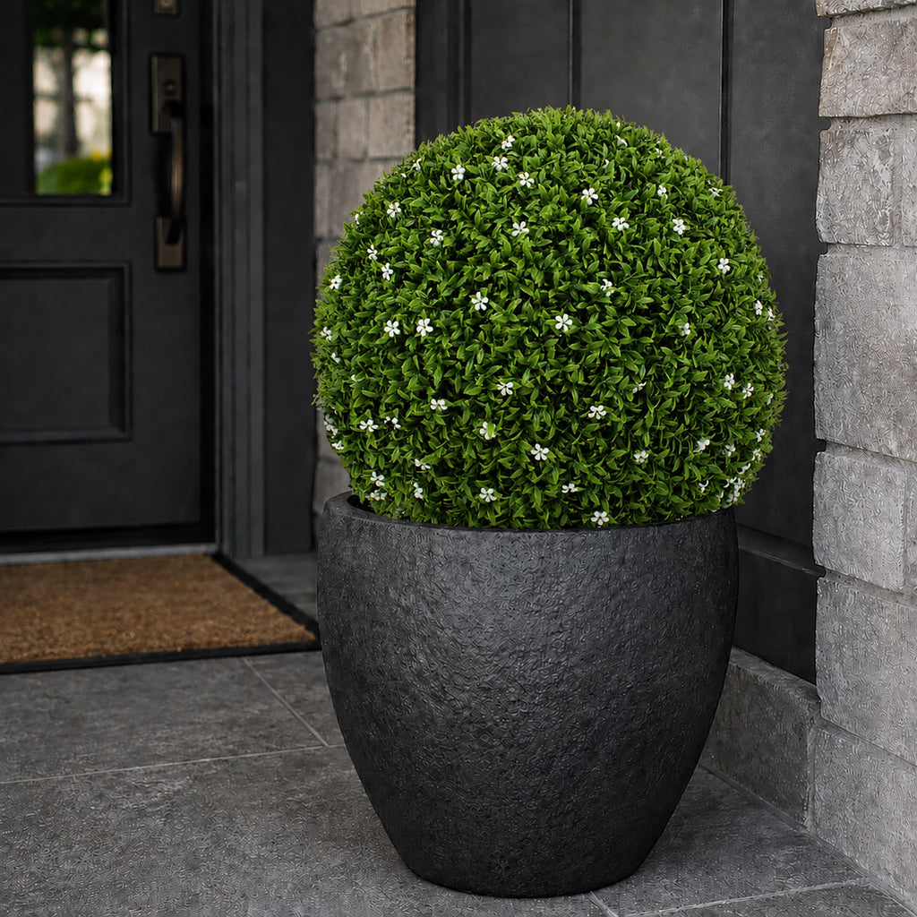 19" XL White Flower Topiary Ball