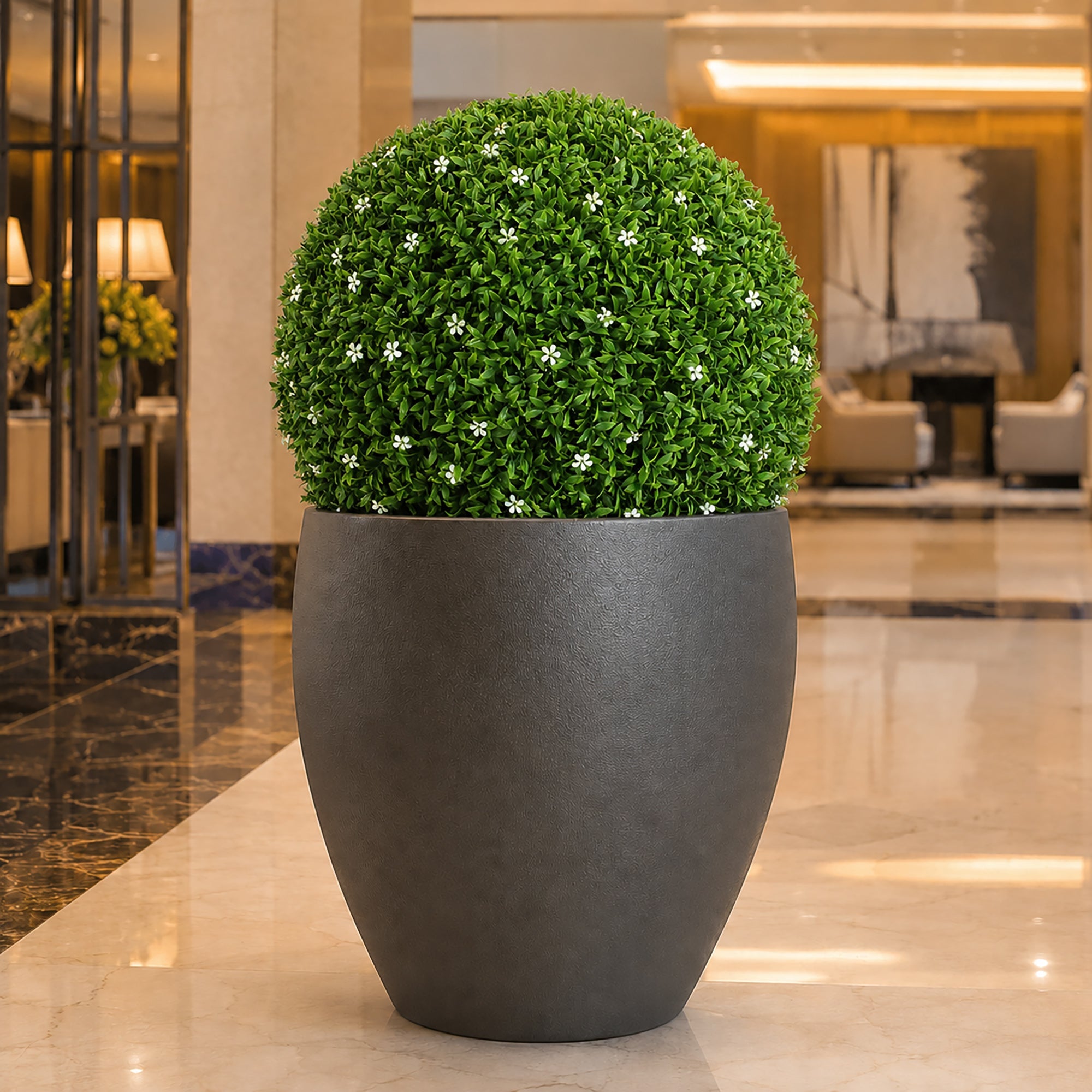 19" XL White Flower Topiary Ball
