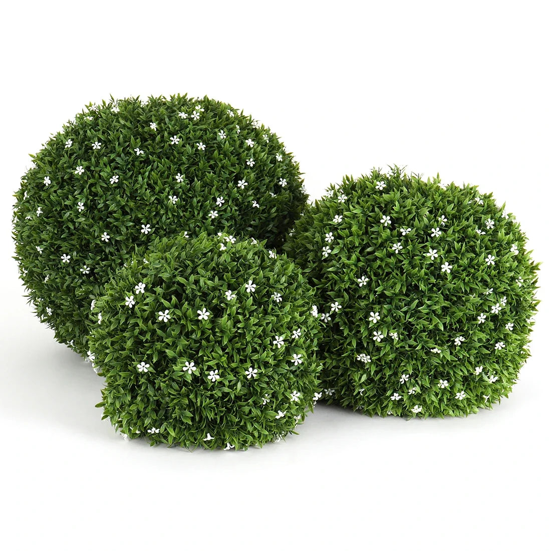 White Flower Topiary Ball Assortment - 11", 15", 19"