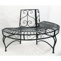 Half-Circle Outdoor Black Powder Coated Aluminum Tree Bench