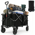 38 Inch 400 LBS Heavy-Duty Collapsible Wagon Cart with Adjustable Handle for Camping Garden-Black