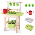 Kids Mud Kitchen with Removable Pots  Watering Can Planting Trough and Storage Box-Natrual