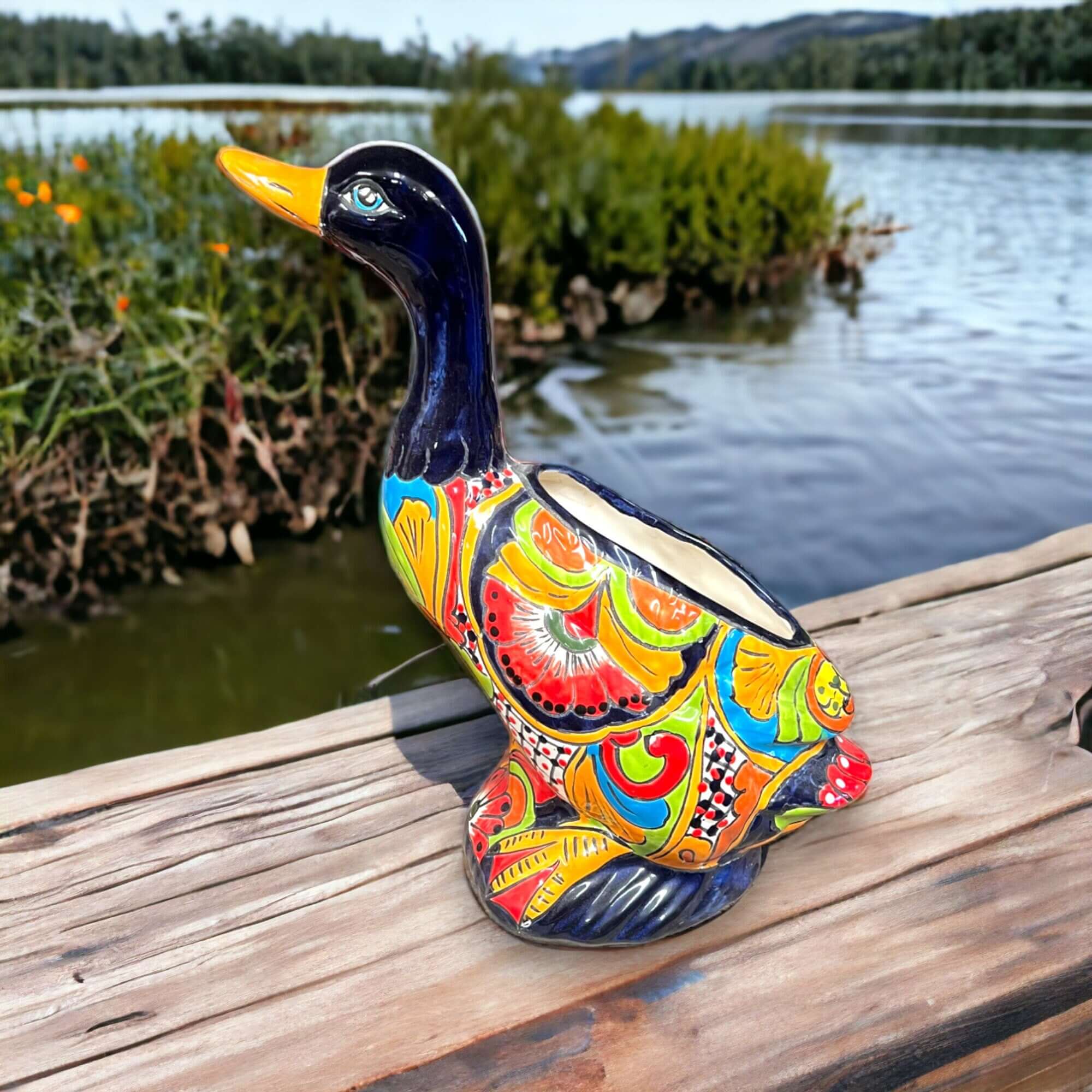 Talavera Duck Planter | Colorful Hand-Painted Mexican Ceramic Art