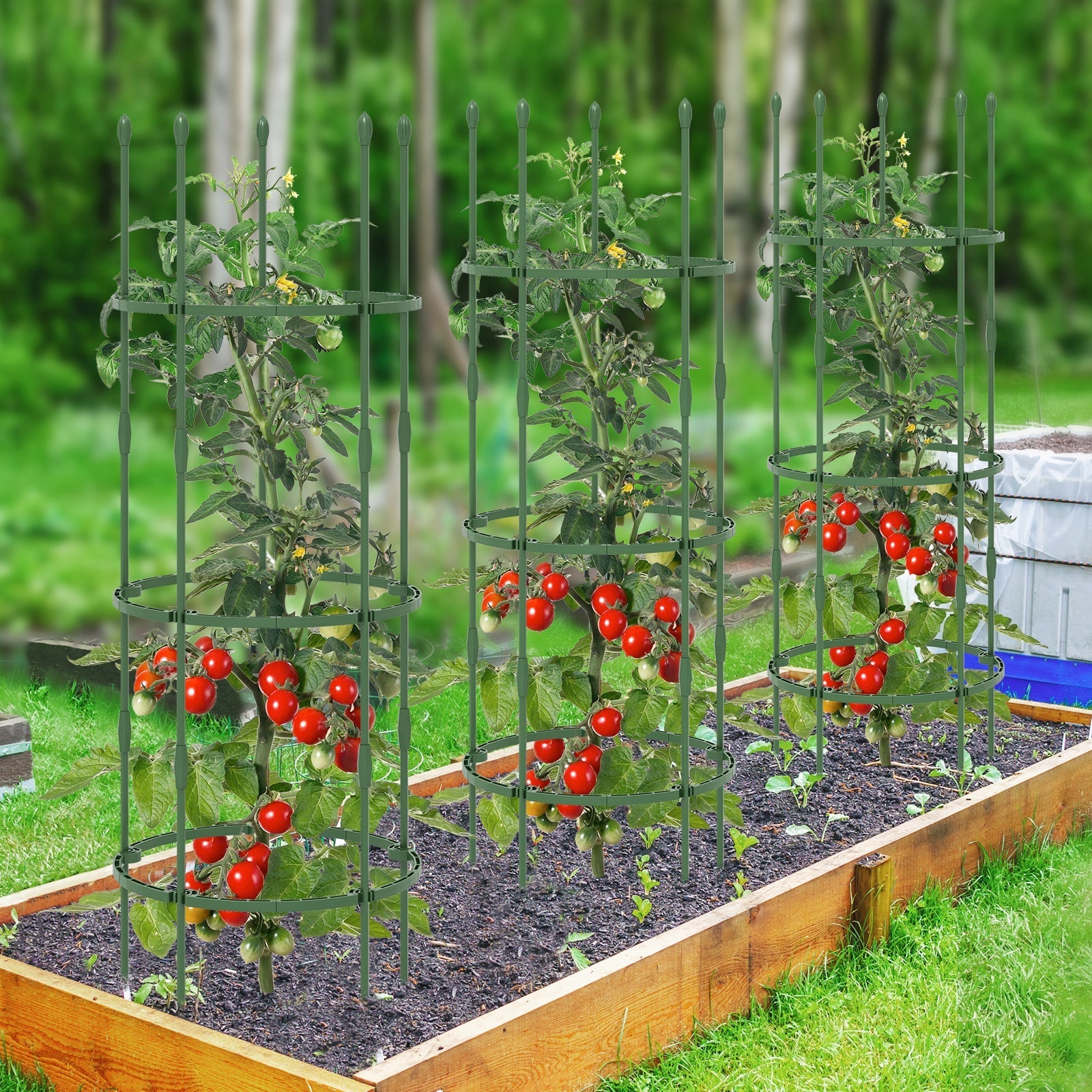 3-Pack Garden Trellis 40 Inch Tall Plant Support Stands with Clips and Ties