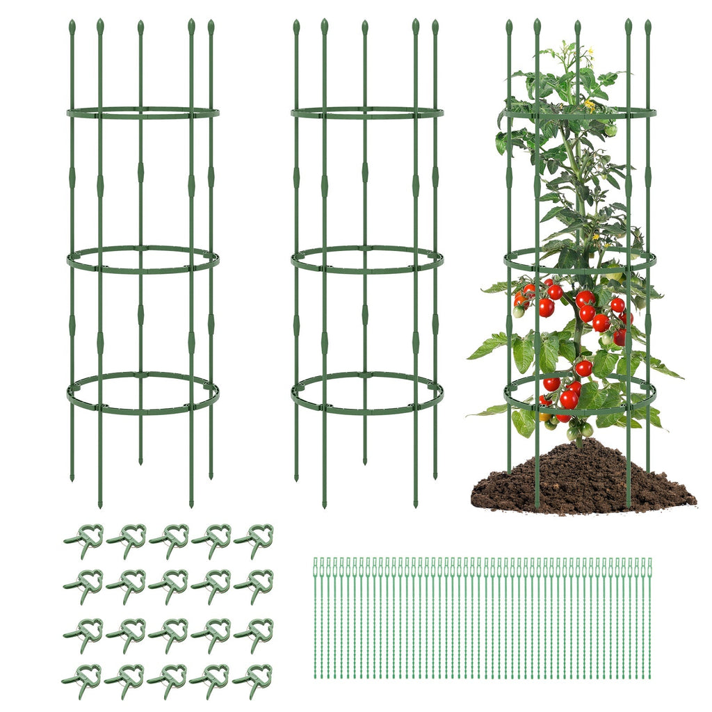 3-Pack Garden Trellis 40 Inch Tall Plant Support Stands with Clips and Ties