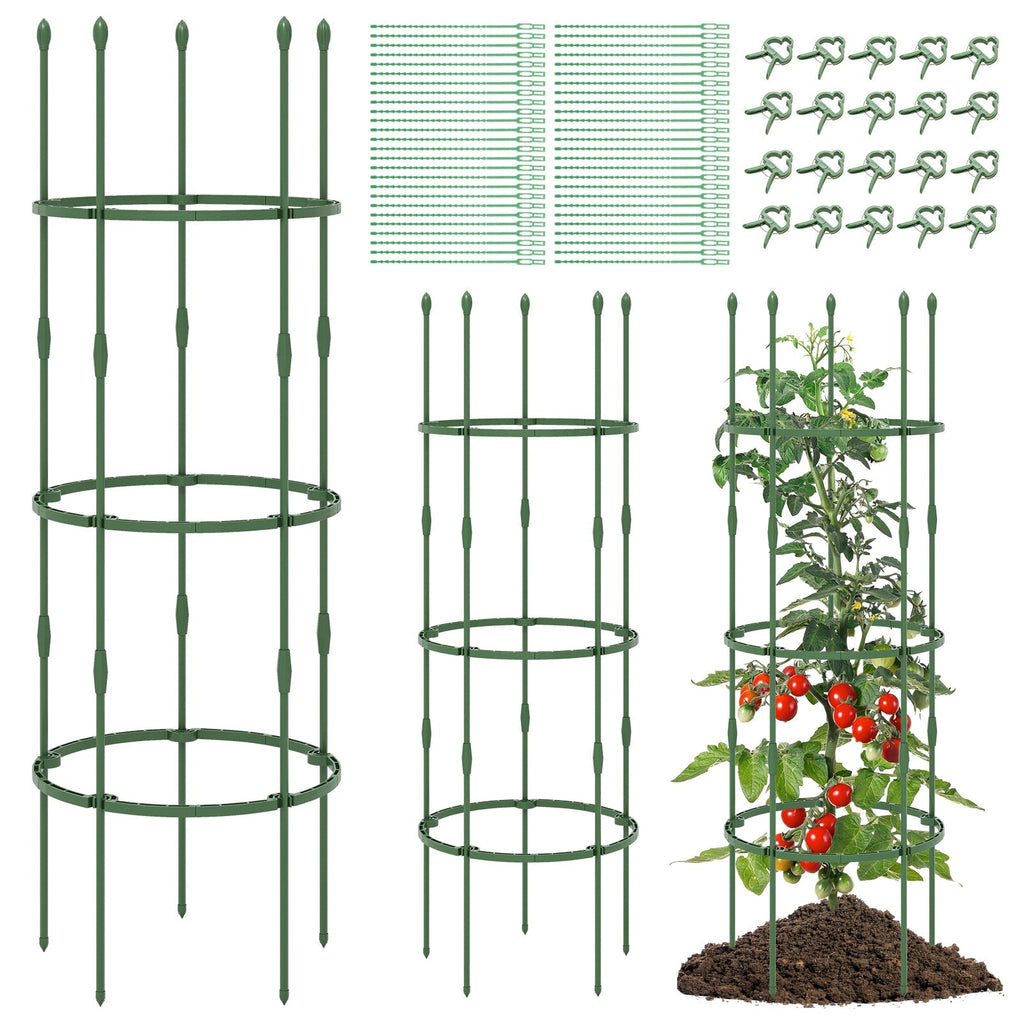 3-Pack Garden Trellis 40 Inch Tall Plant Support Stands with Clips and Ties
