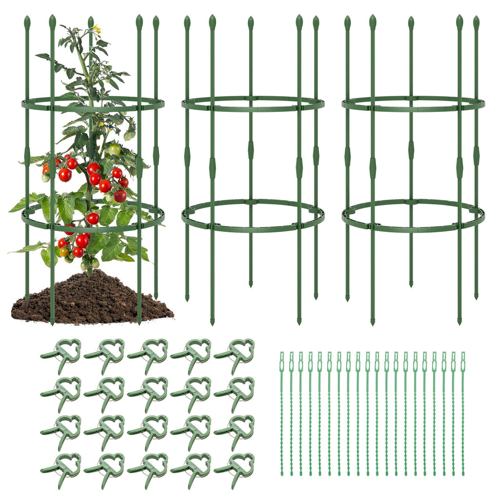 3-Pack Garden Trellis 40 Inch Tall Plant Support Stands with Clips and Ties