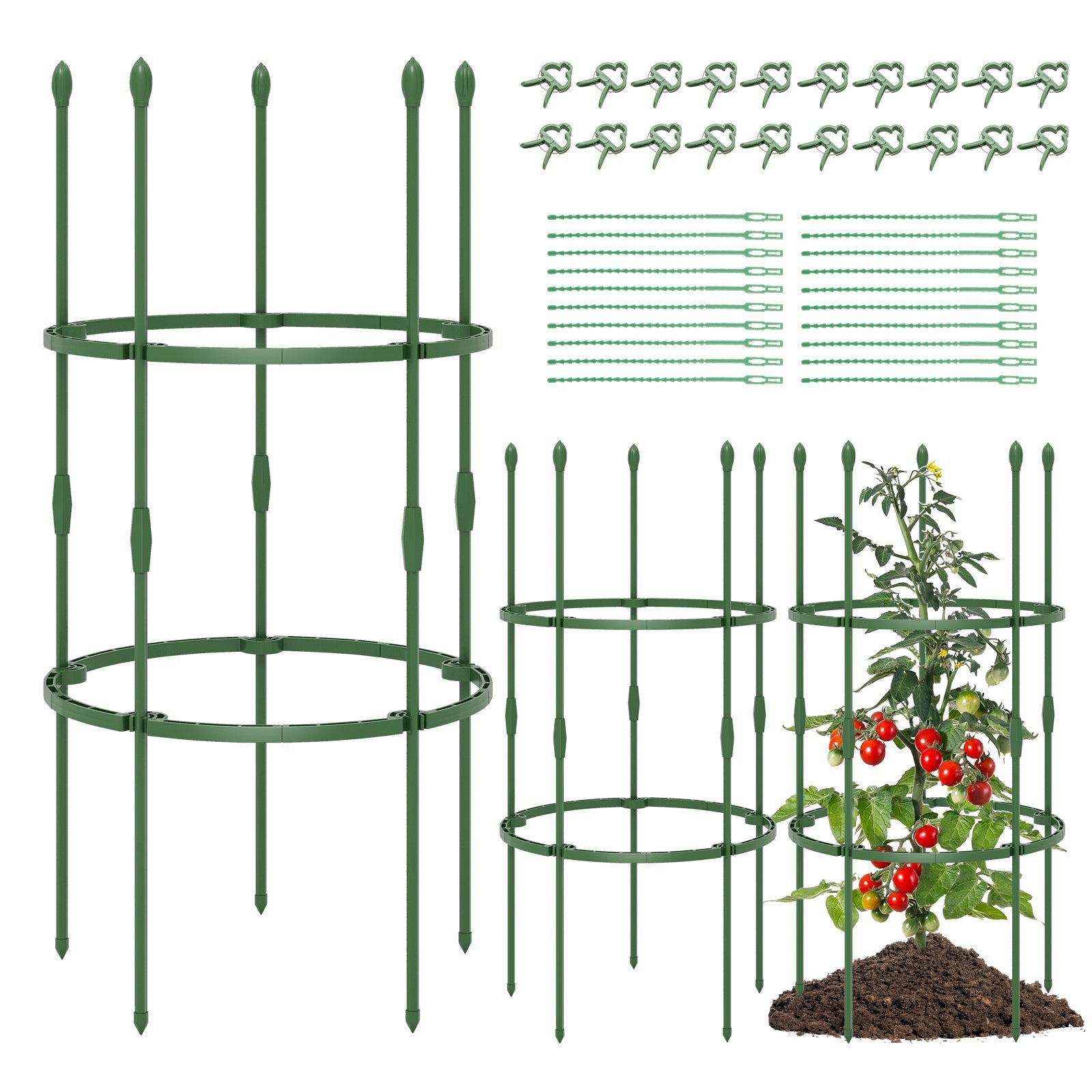 3-Pack Garden Trellis 40 Inch Tall Plant Support Stands with Clips and Ties