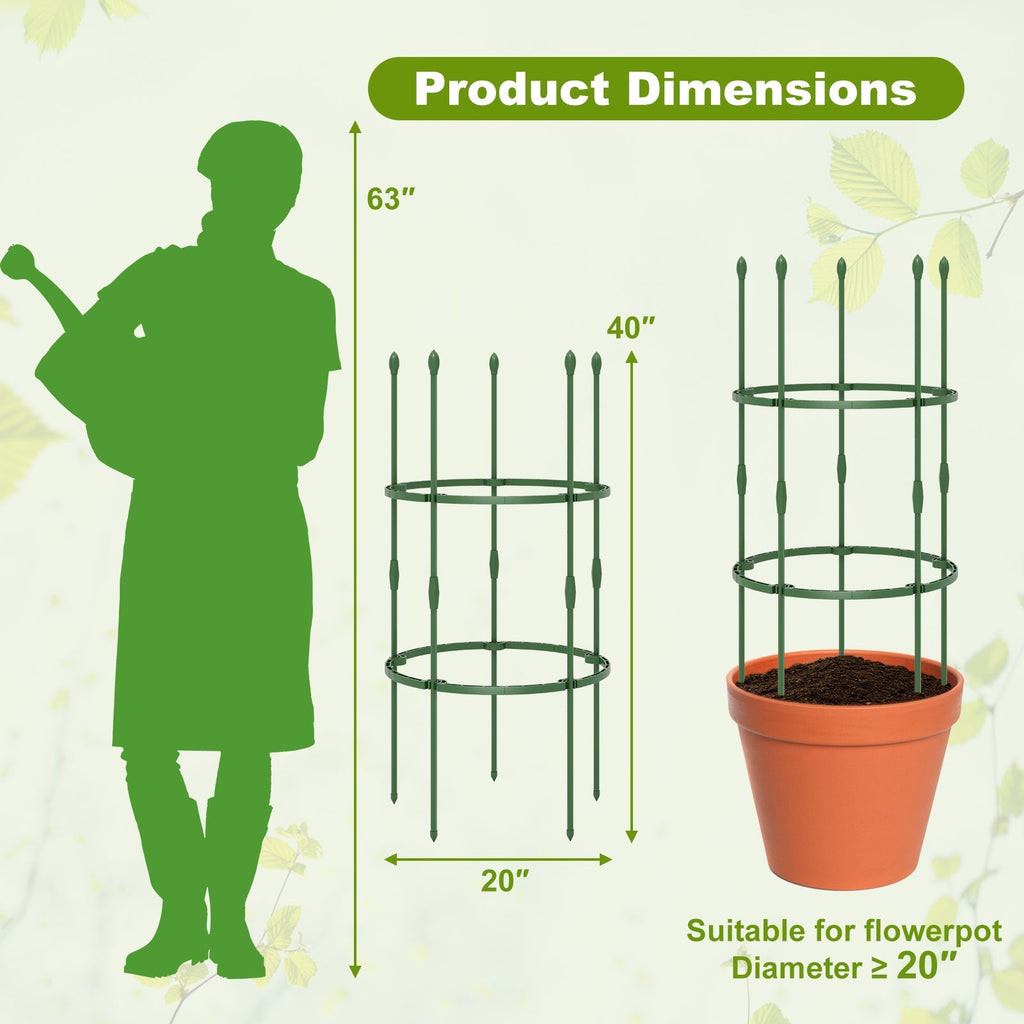 3-Pack Garden Trellis 40 Inch Tall Plant Support Stands with Clips and Ties