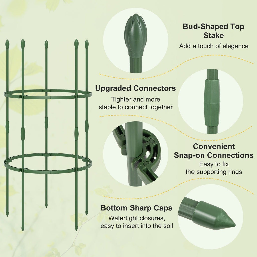 3-Pack Garden Trellis 40 Inch Tall Plant Support Stands with Clips and Ties
