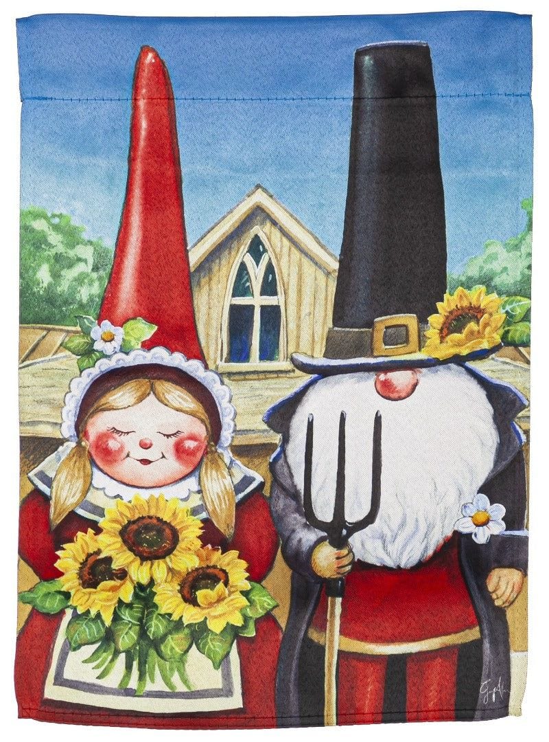 Thanksgiving Gothic Gnomes Garden Flag 2 Sided