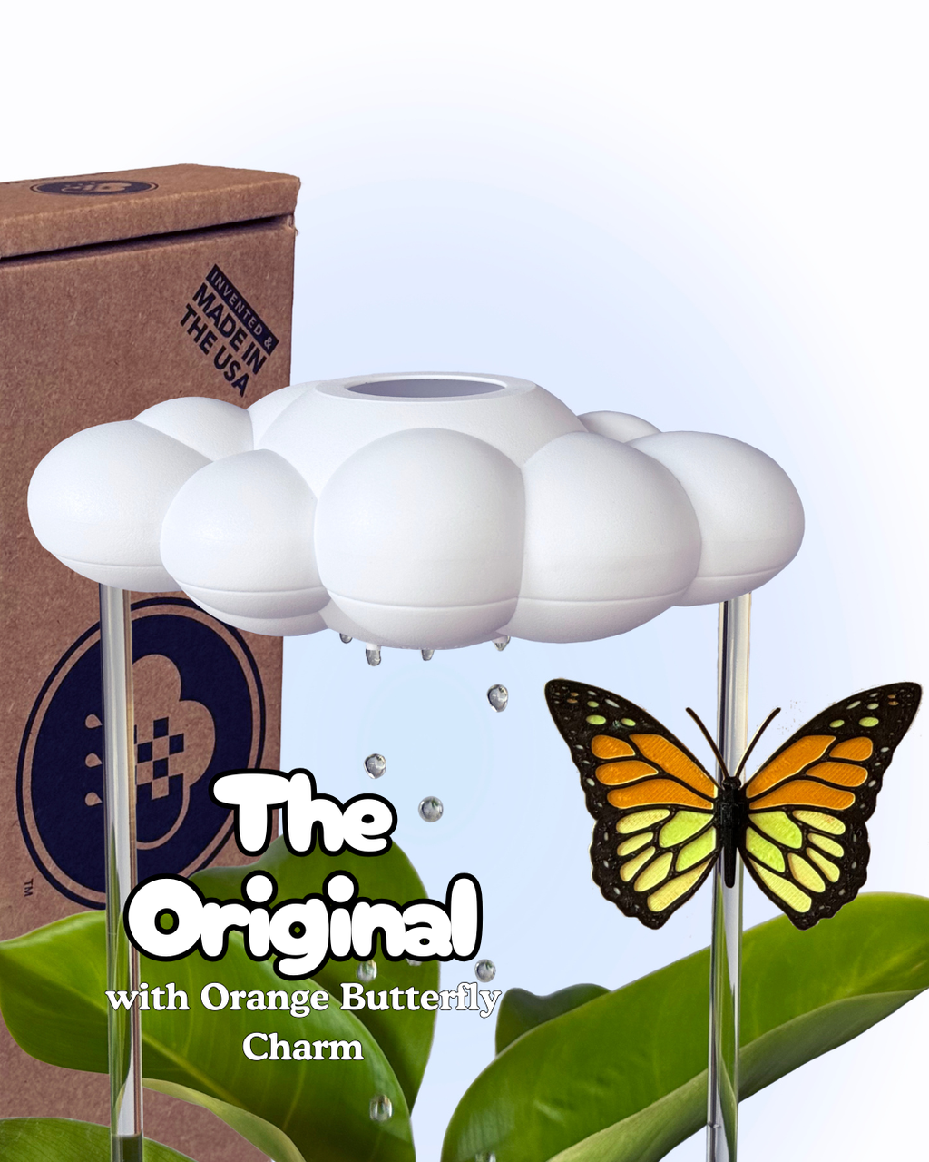 Original Dripping Rain Cloud with Orange Butterfly Charm