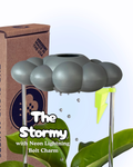 Stormy Dripping Rain Cloud with Neon Lightning Bolt Charm