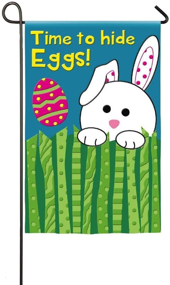 Time To Hide Eggs Easter Bunny Applique Garden Flag