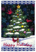 Tree and Cardinals Christmas Garden Flag 2 Sided